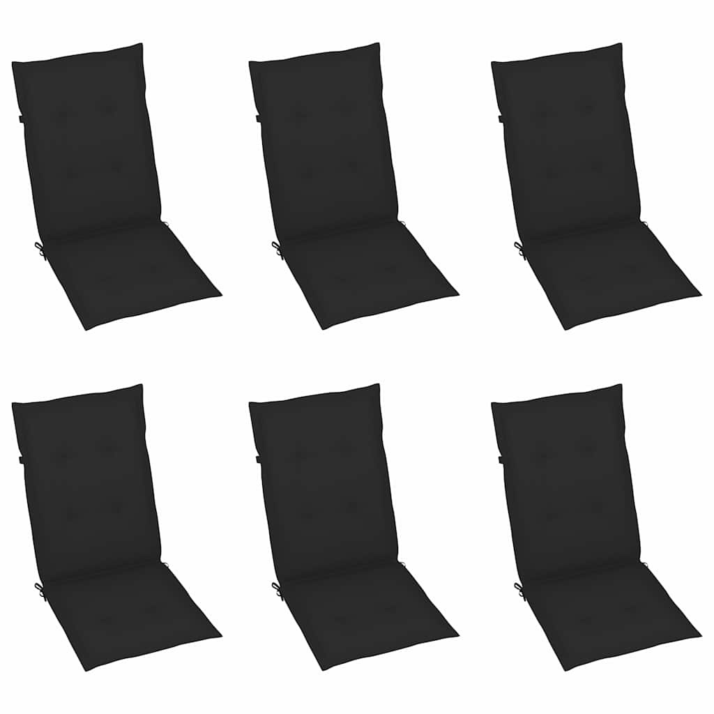 Sklopive stolice 6 kom s jastucima od punog bagremovog drveta Crna 120 x 50 x 3 cm