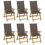 Sklopive stolice 6 kom s jastucima od punog bagremovog drveta Tupe 120 x 50 x 3 cm