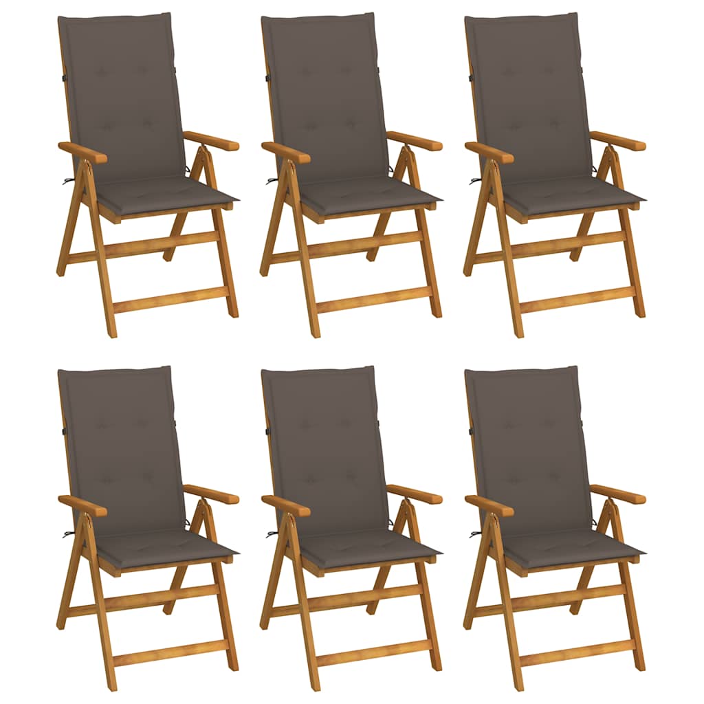 Sklopive stolice 6 kom s jastucima od punog bagremovog drveta Tupe 120 x 50 x 3 cm