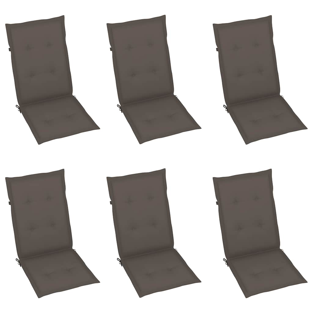 Sklopive stolice 6 kom s jastucima od punog bagremovog drveta Tupe 120 x 50 x 3 cm