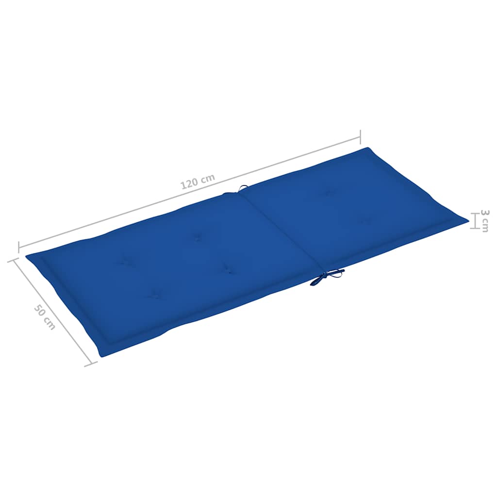 Sklopive stolice 6 kom s jastucima od punog bagremovog drveta Plava 120 x 50 x 3 cm