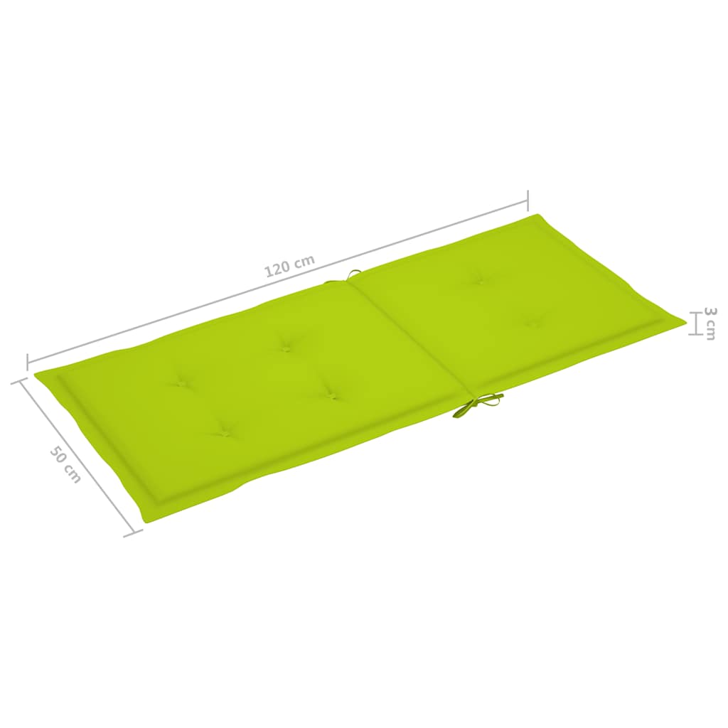 Sklopive stolice 6 kom s jastucima od punog bagremovog drveta Zelena 120 x 50 x 3 cm