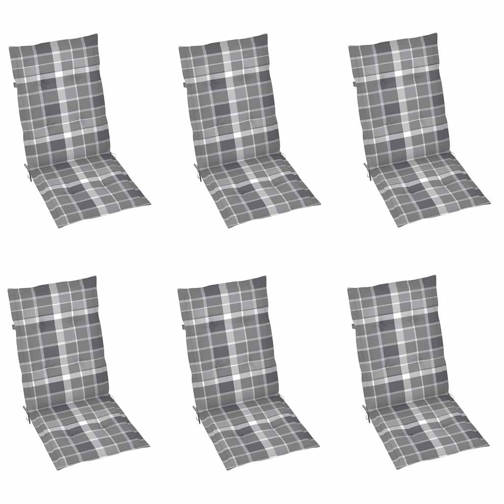 Sklopive stolice 6 kom s jastucima od punog bagremovog drveta Siva 120 x 50 x 3 cm