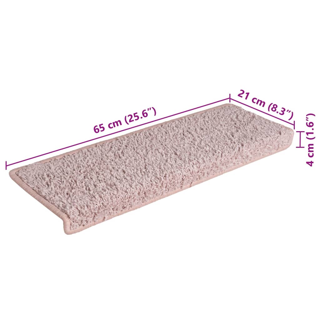 Prostirke za stepenice 15 kom 65x21x4 cm svijetlo ružičaste pravokutne rubove