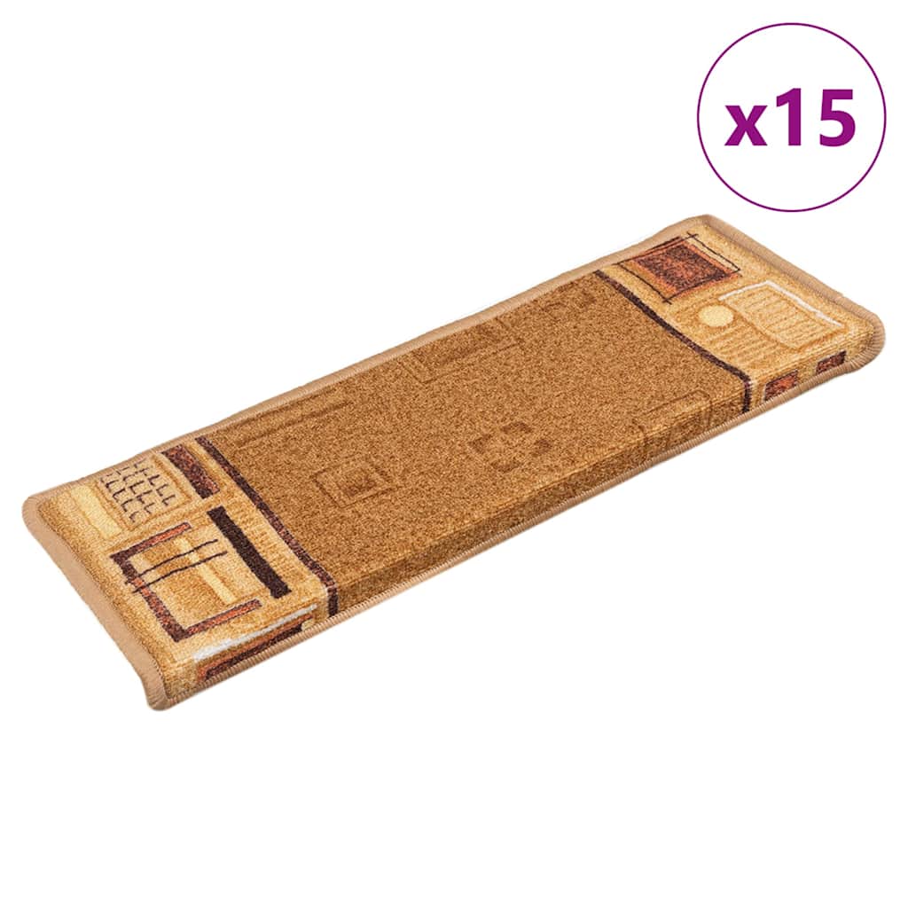 Samoljepljivi otirači za stepenice 15 kom 65x21x4 cm bež