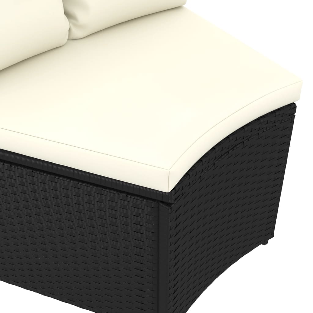 5-dijelni set vrtnih sofa od poliratana s jastucima crni