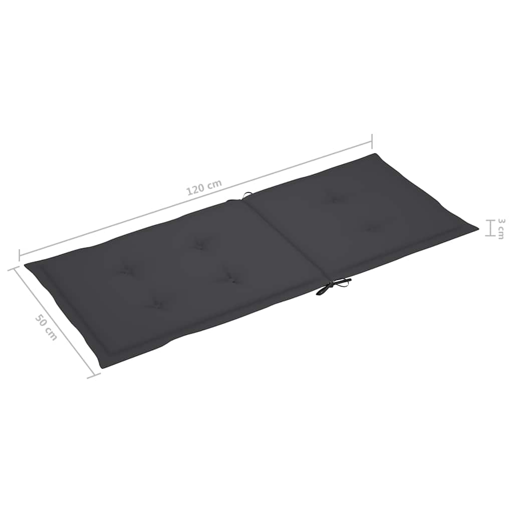 Sklopive stolice na razvlačenje, 4 kom. s jastucima, masivno drvo akacije Antracitno siva 120 x 50 x 3 cm