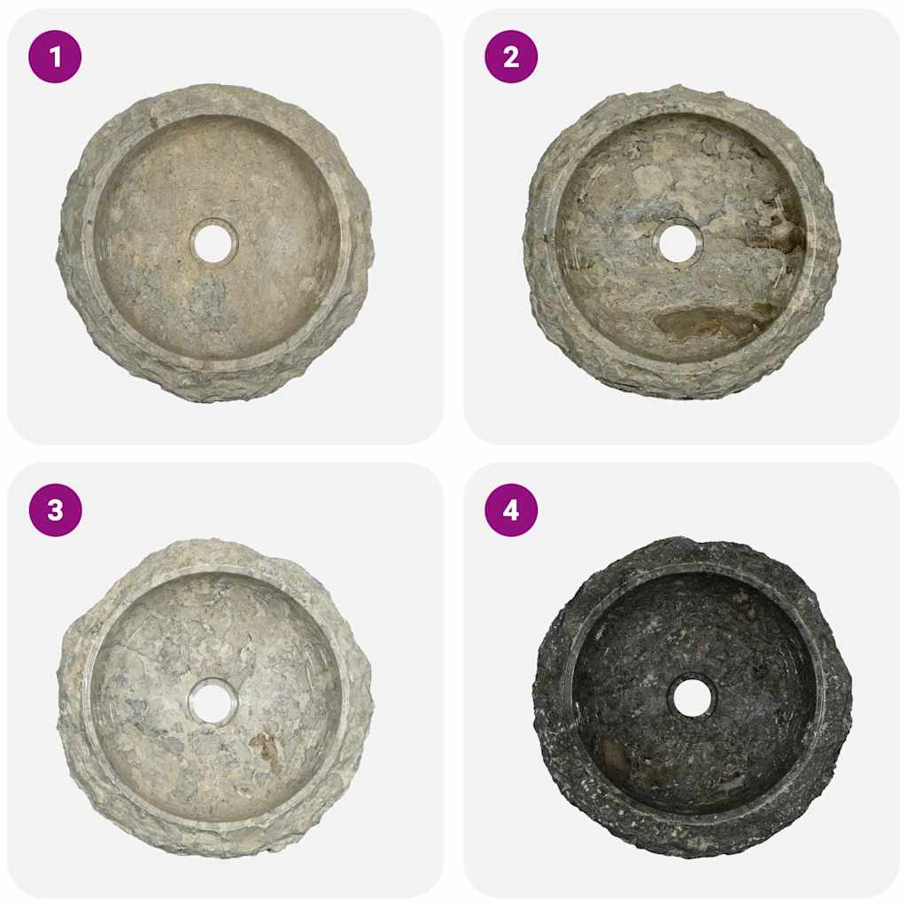 Umivaonik sivi Ø 40 x 12 cm mramorni Siva