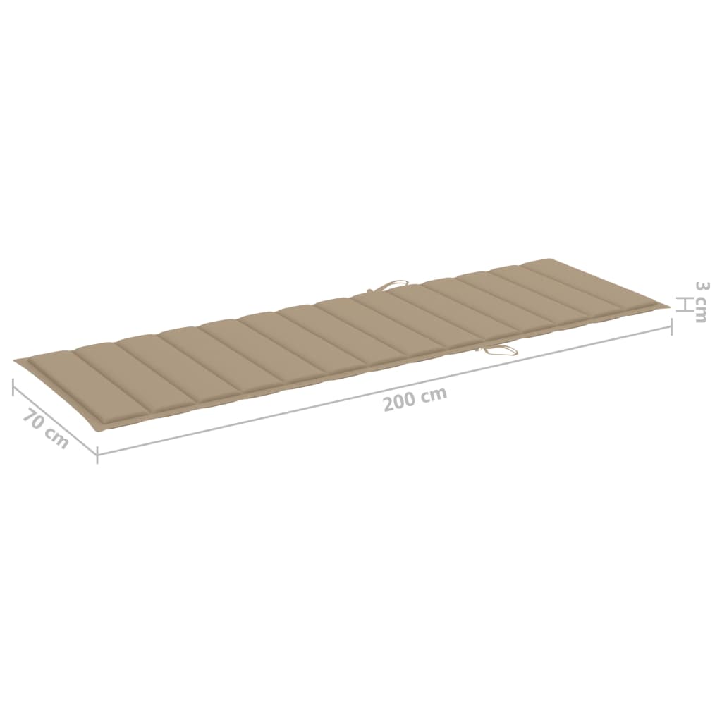Ležaljka za sunčanje s bež jastukom od impregnirane borovine