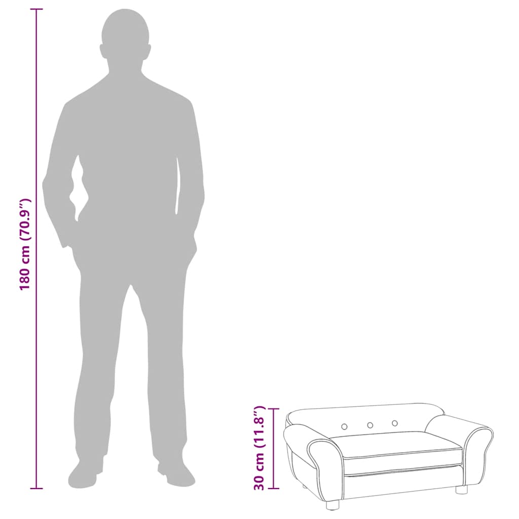 Sofa za pse tamnosiva 72 x 45 x 30 cm plišana