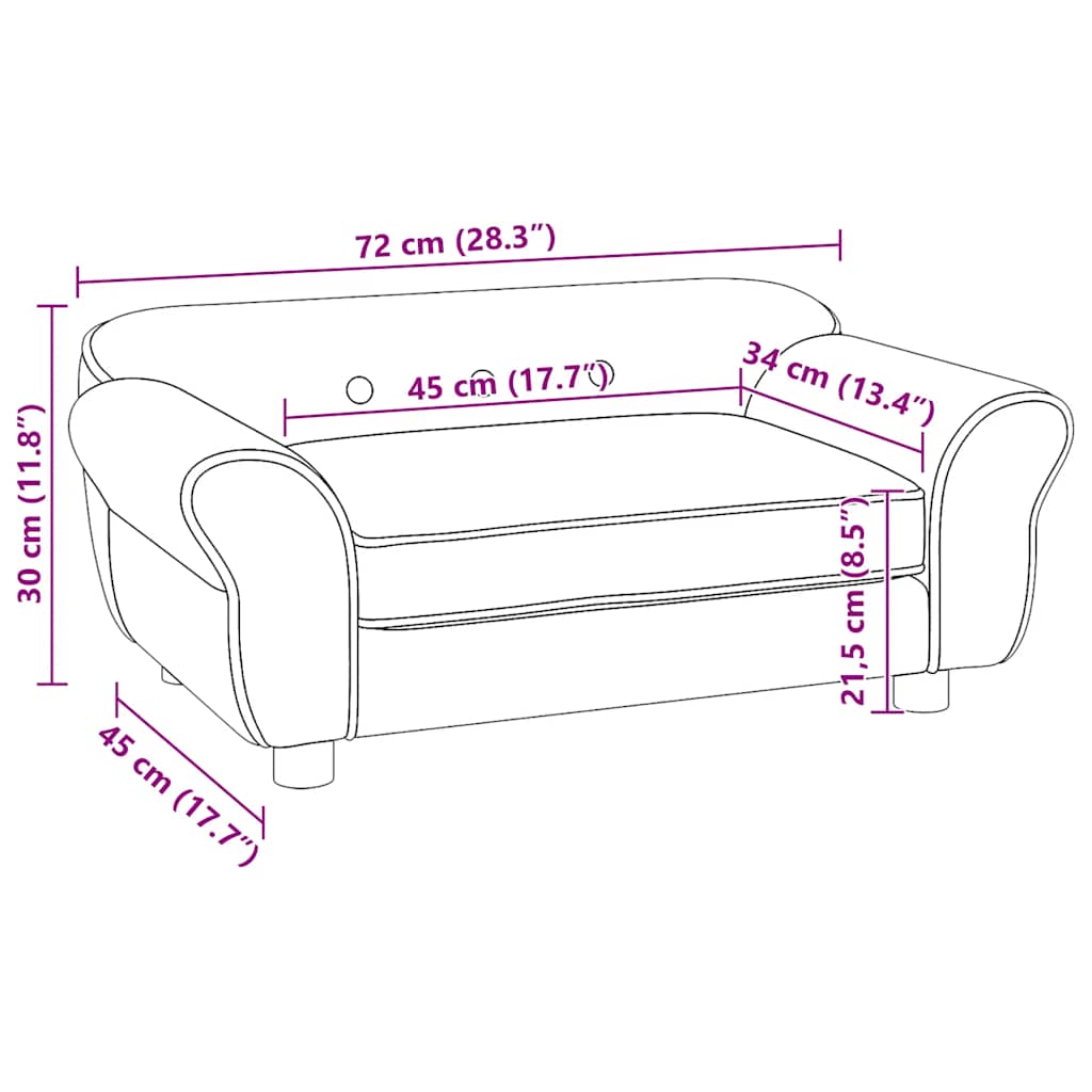 Sofa za pse bordo 72 x 45 x 30 cm plišana