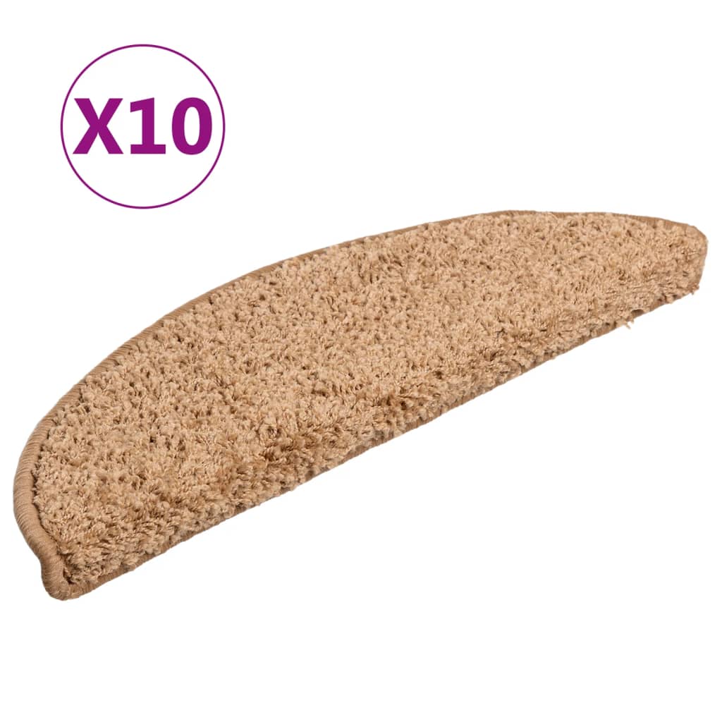 Prostirke za stepenice 10 kom 56x17x3 cm bež poluokrugle