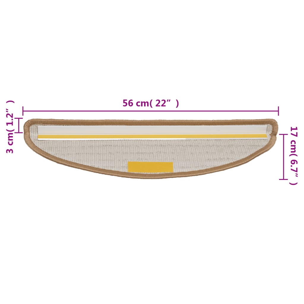 Prostirke za stepenice 10 kom 56x17x3 cm bež poluokrugle