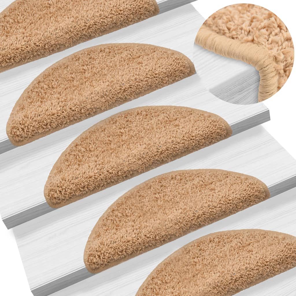 Prostirke za stepenice 10 kom 56x17x3 cm bež poluokrugle
