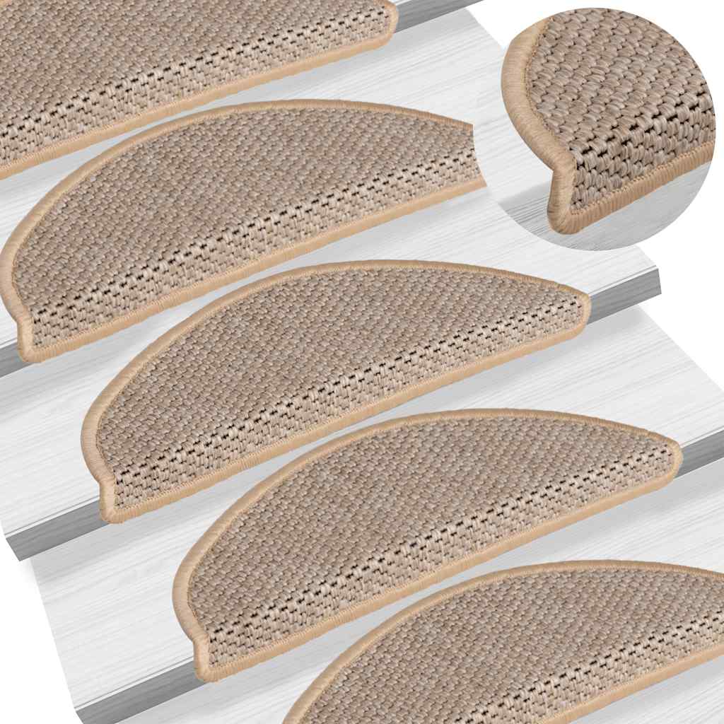 Samoljepljivi otirači za stepenice 15 kom 65x21x4 cm svjetlobež