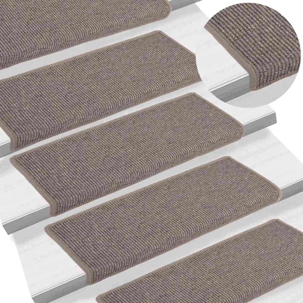 Prostirke za stepenice 15 kom 65x21x4 cm tamno bež pravokutni rub