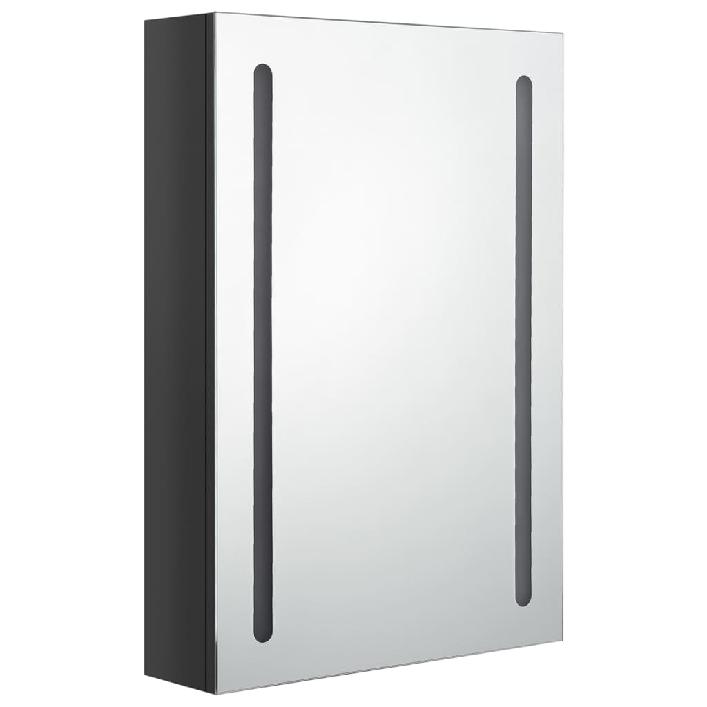LED kupaonski ormarić s ogledalom sjajni crni 50 x 13 x 70 cm