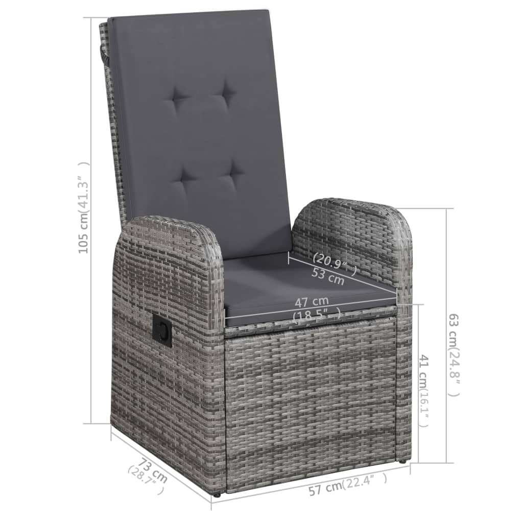 5-dijelni vrtni blagovaonski set sivi