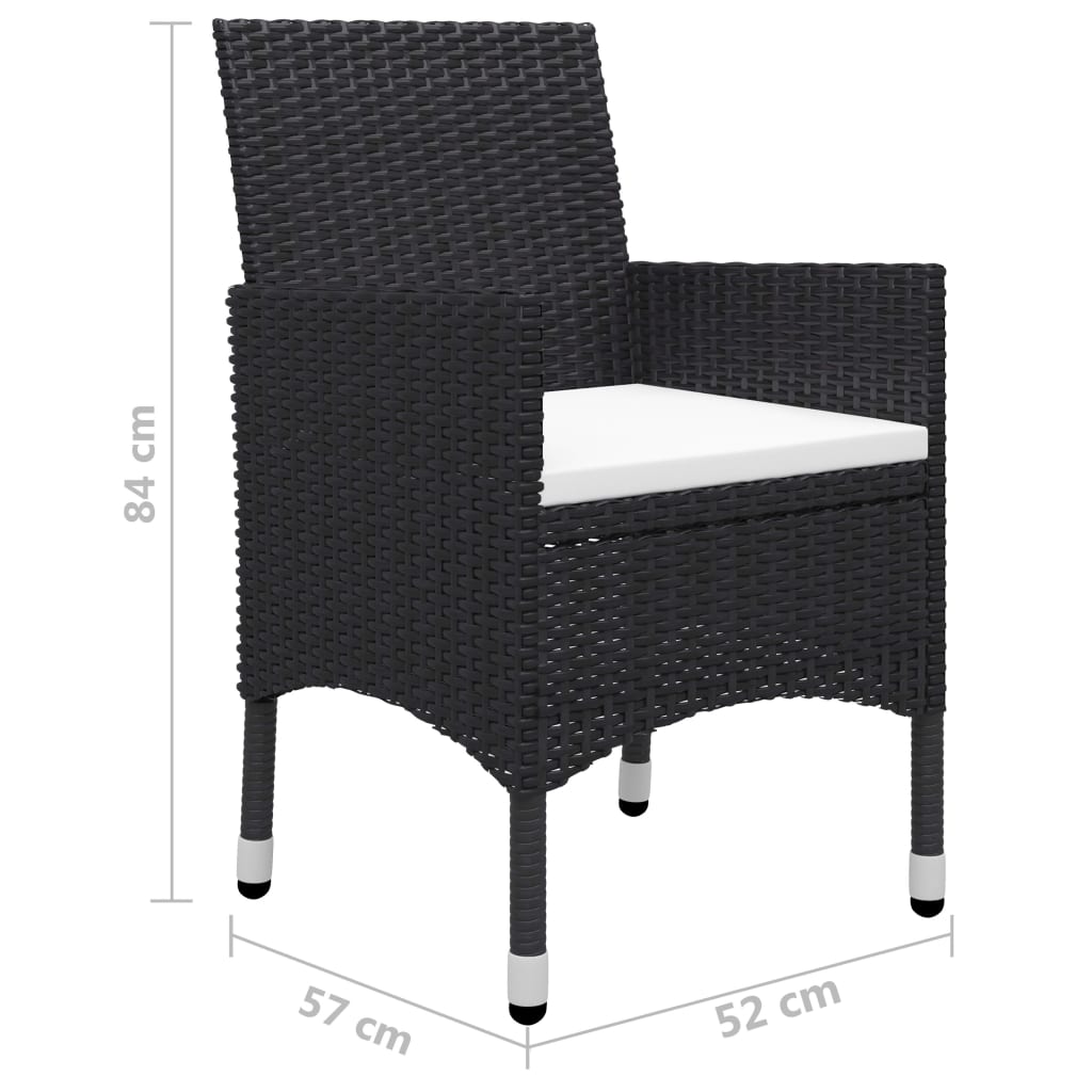 7-dijelni vrtni blagovaonski set crni