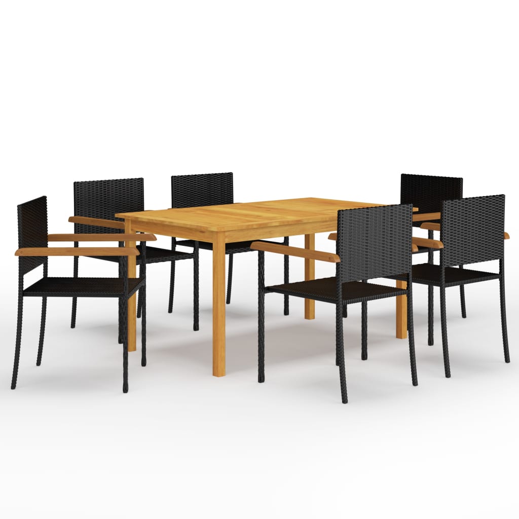 7-dijelni vrtni blagovaonski set crni