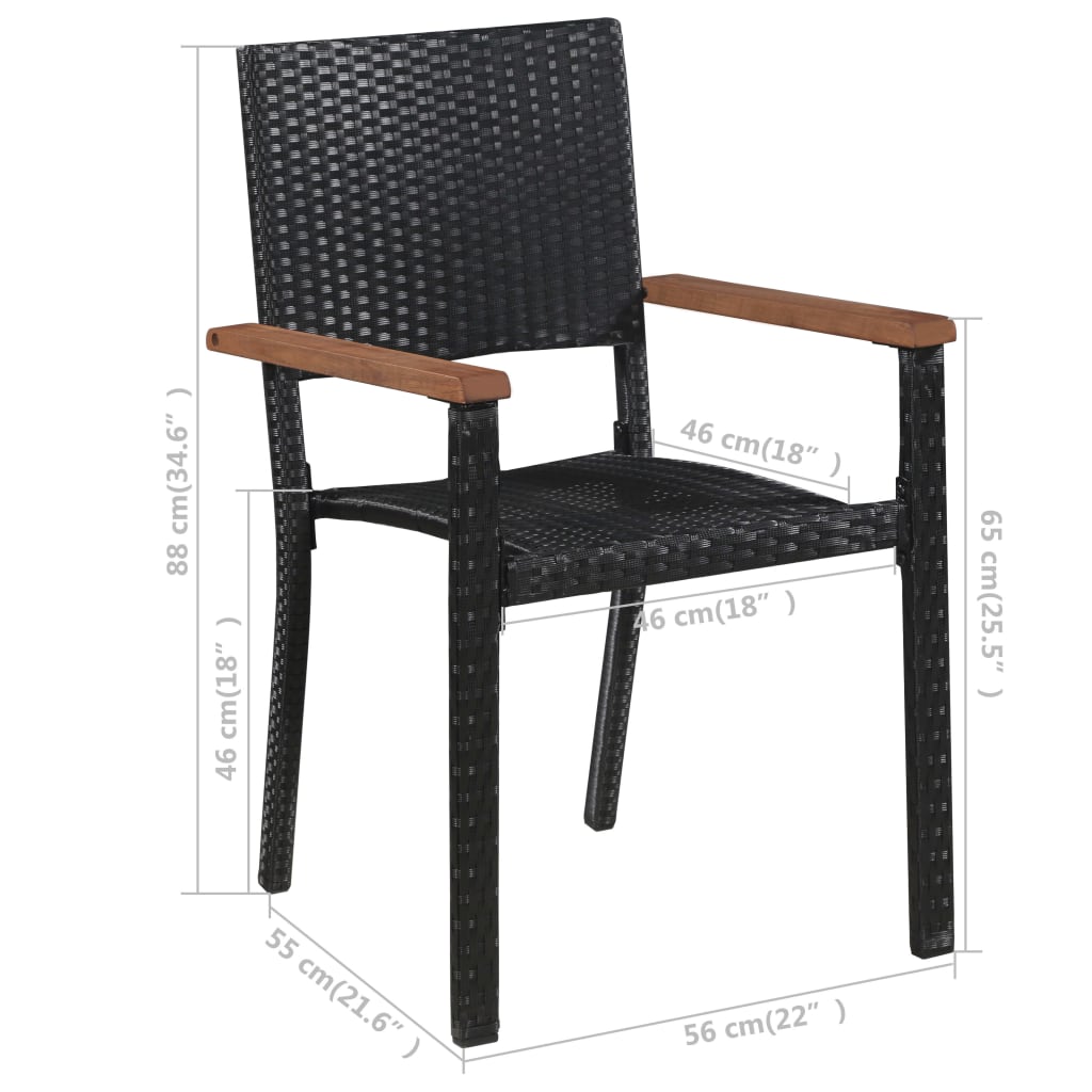 7-dijelni vrtni blagovaonski set crni