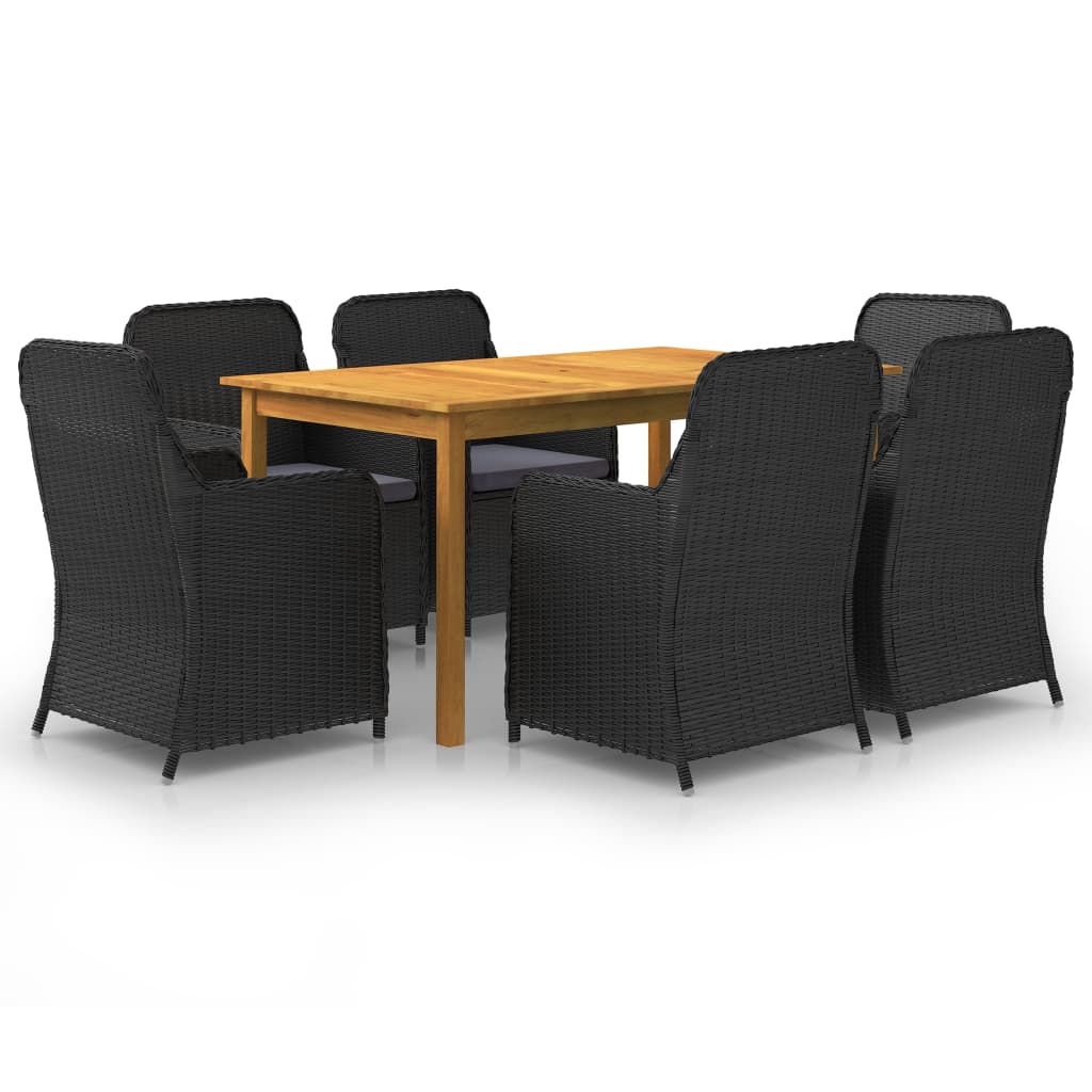7-dijelni vrtni blagovaonski set crni