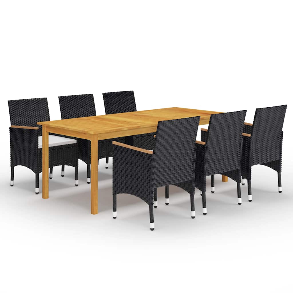 7-dijelni vrtni blagovaonski set crni