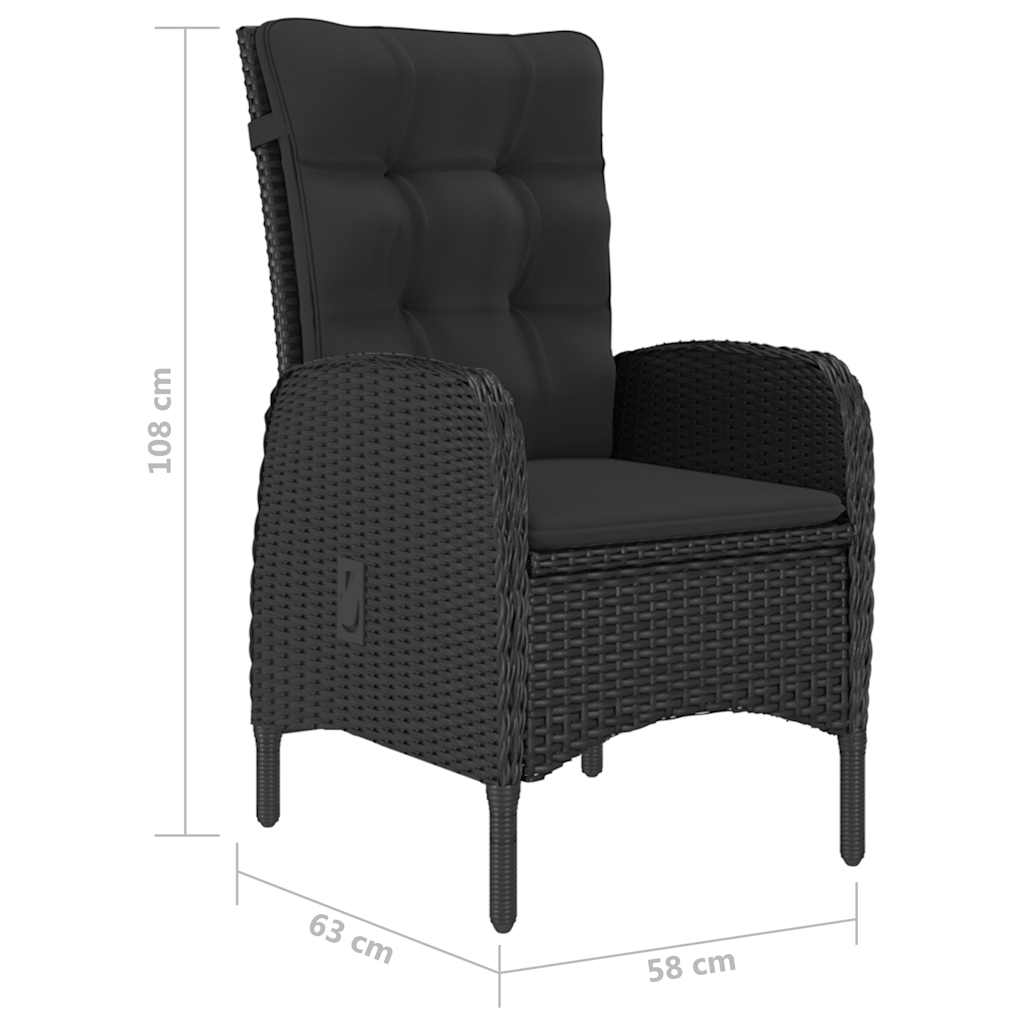 7-dijelni vrtni blagovaonski set crni