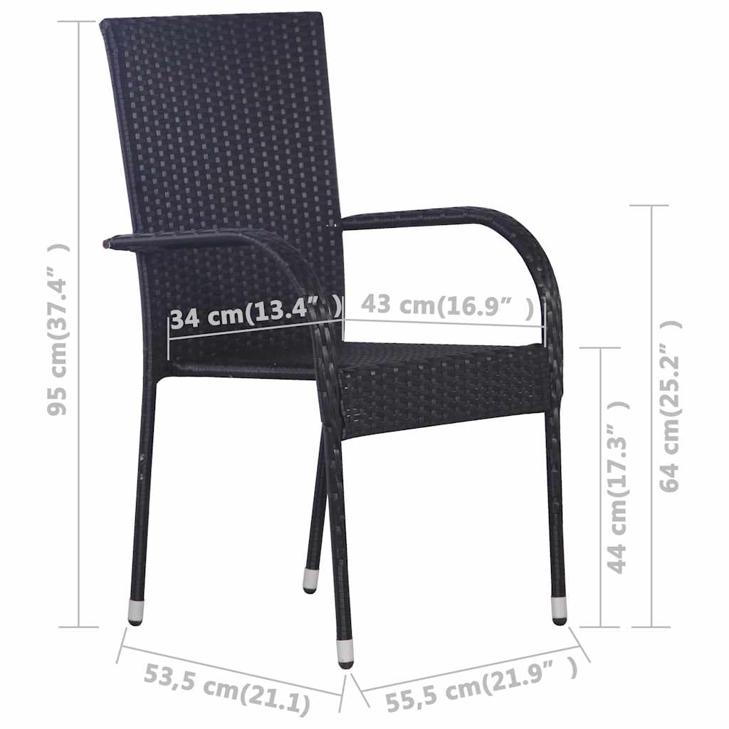 7-dijelni vrtni blagovaonski set crni