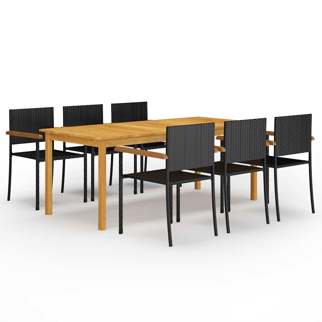 7-dijelni vrtni blagovaonski set crni