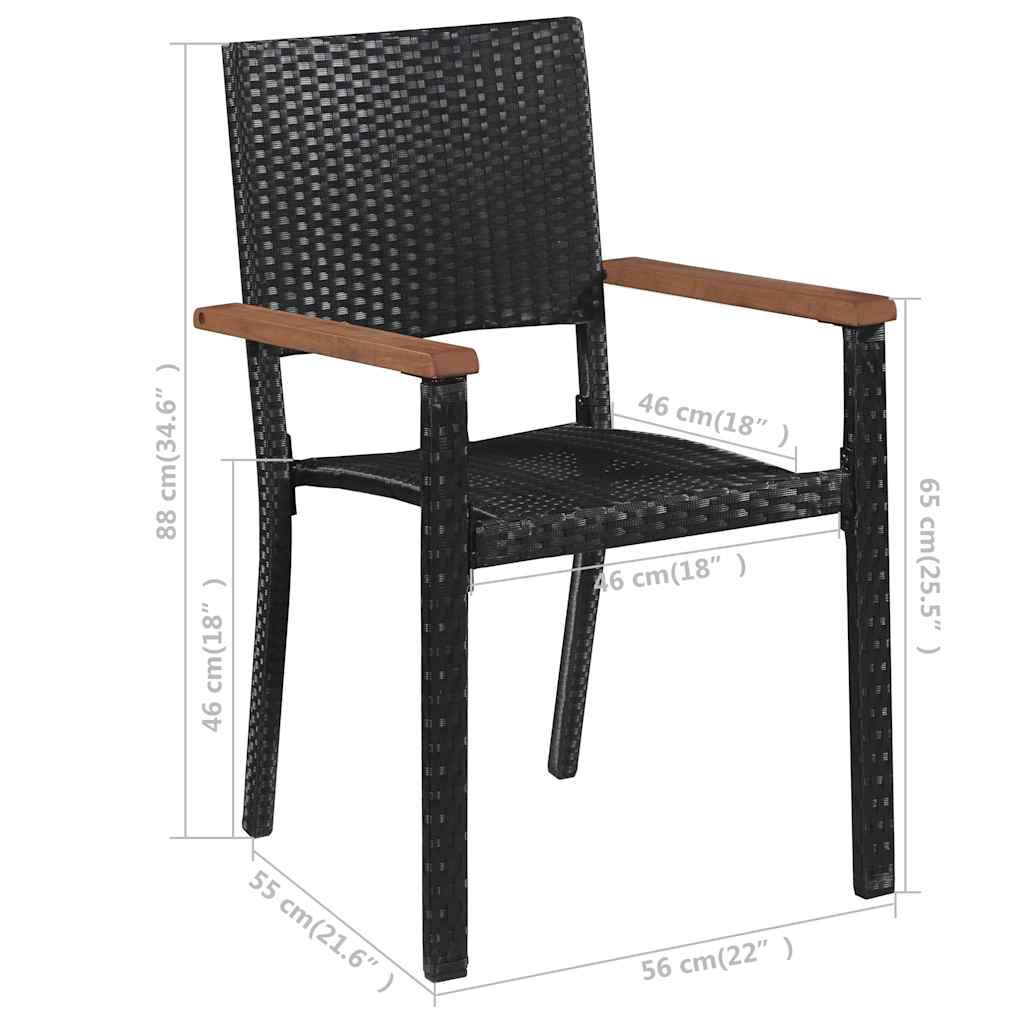 7-dijelni vrtni blagovaonski set crni