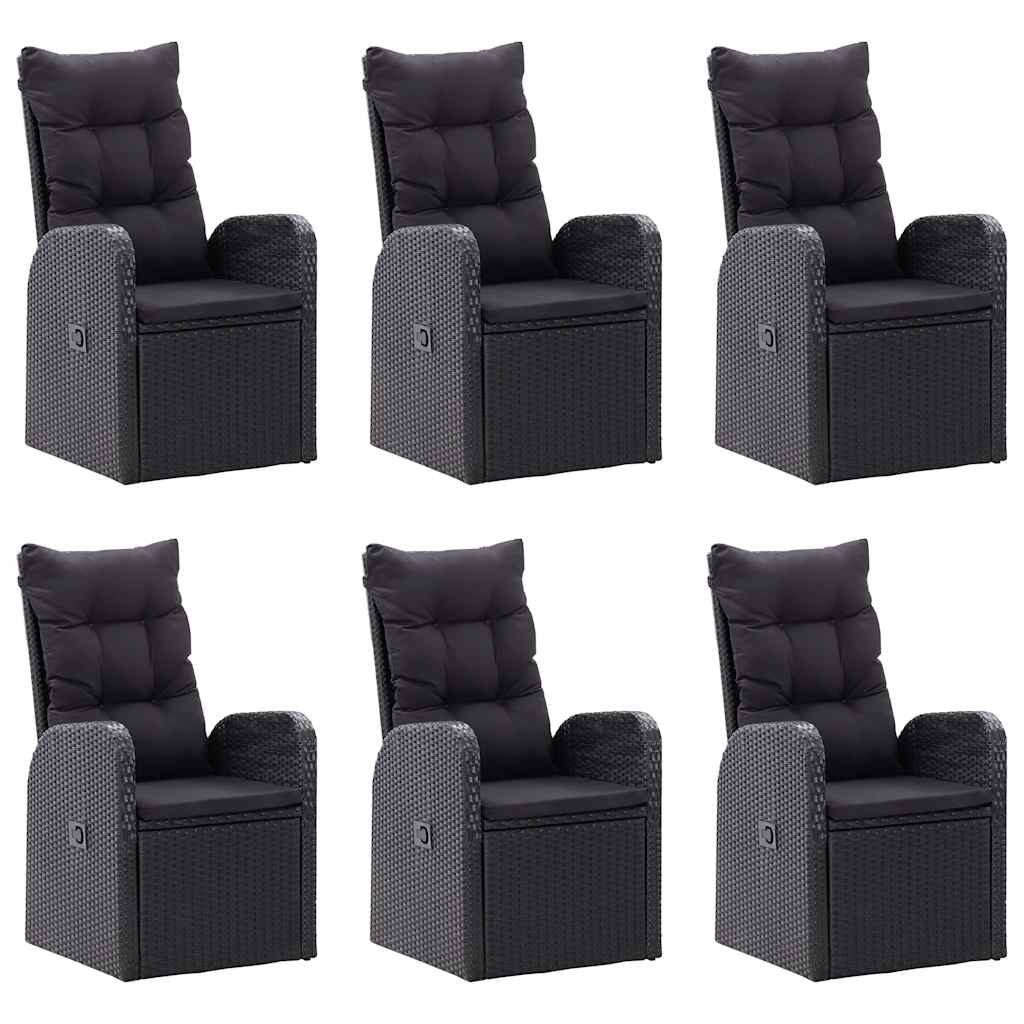 7-dijelni vrtni blagovaonski set crni