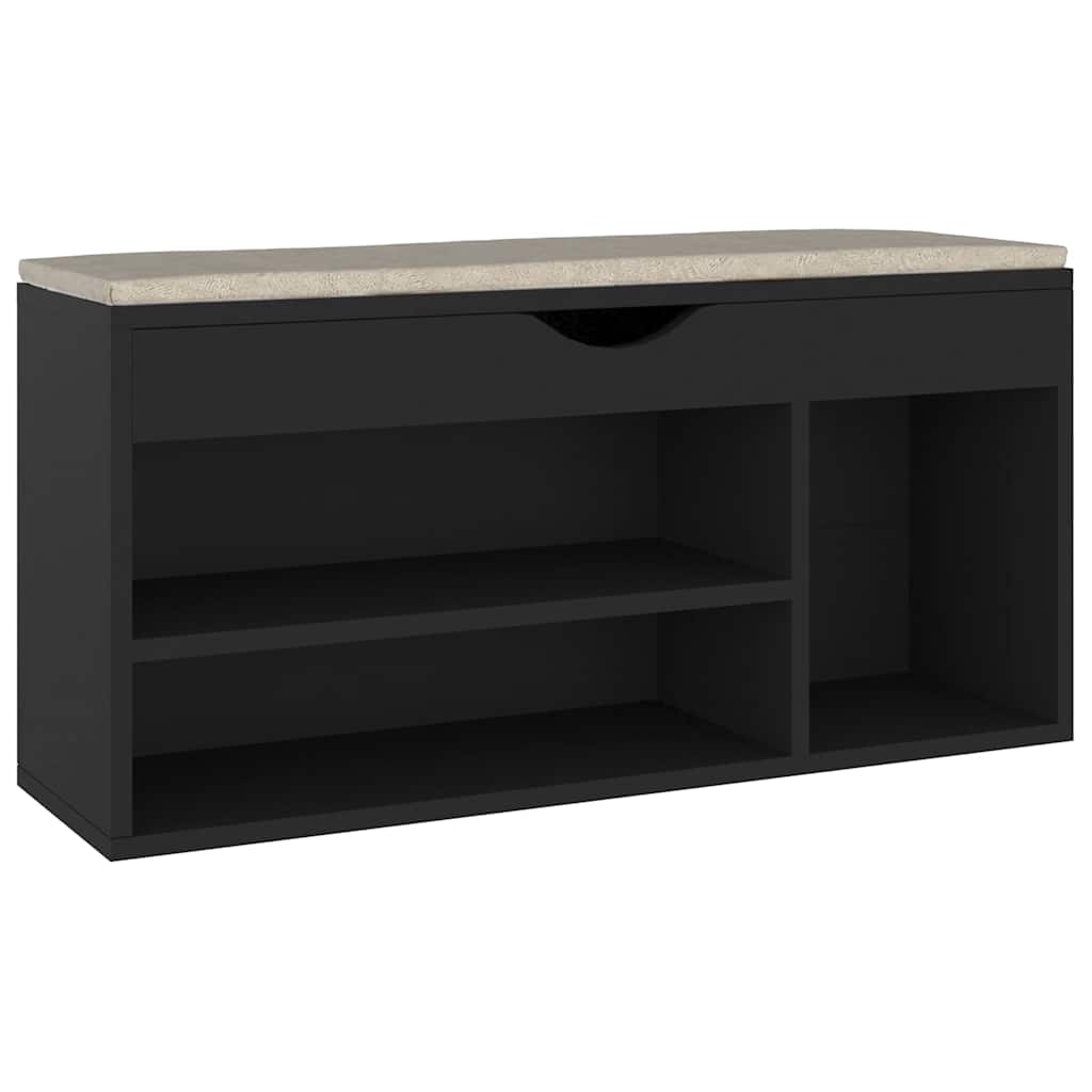 Klupa za cipele s jastukom crna 104x30x49 cm konstruirano drvo