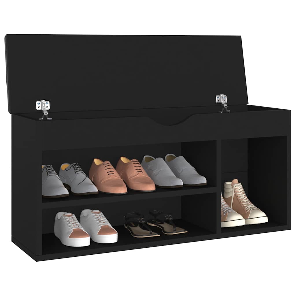 Klupa za cipele s jastukom crna 104x30x49 cm konstruirano drvo