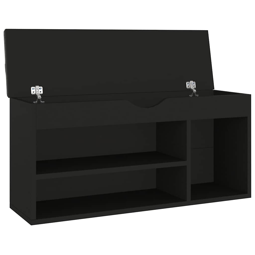 Klupa za cipele s jastukom crna 104x30x49 cm konstruirano drvo