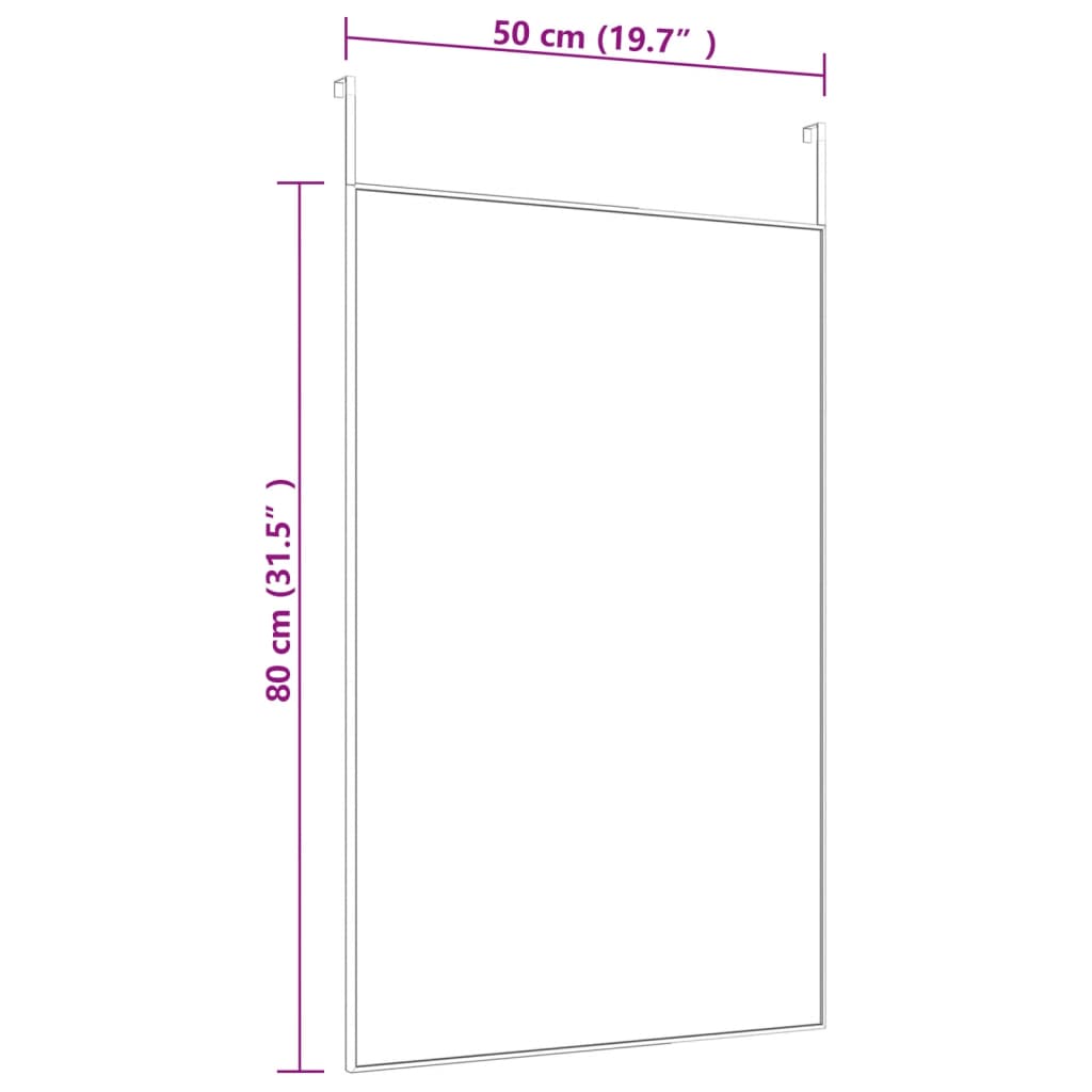 Ogledalo za vrata crno 50 x 80 cm od stakla i aluminija