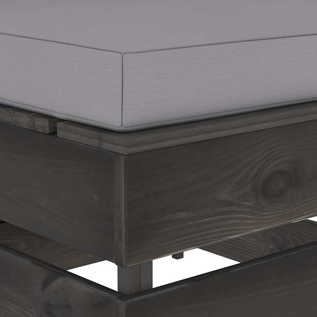 Modularna srednja sofa s jastucima od sivo impregniranog drva Siva