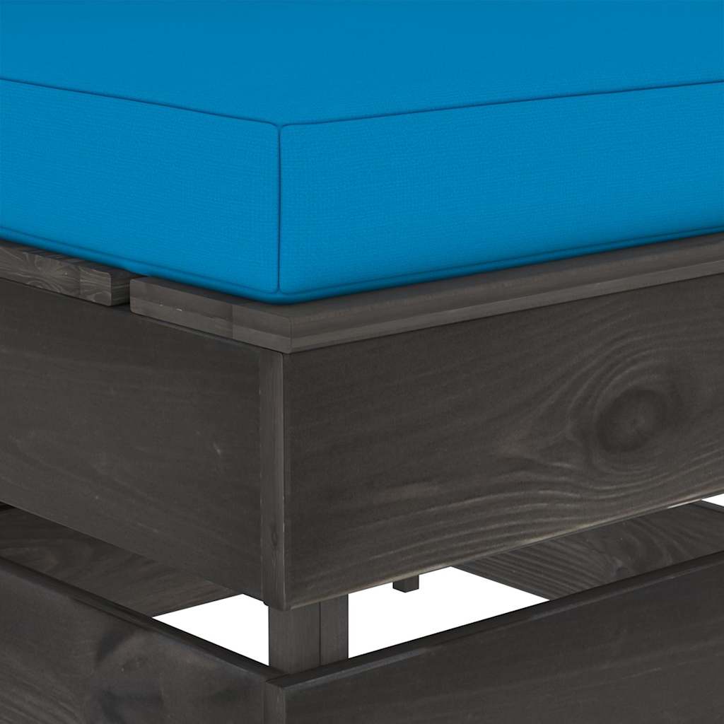 Modularna srednja sofa s jastucima od sivo impregniranog drva Plava