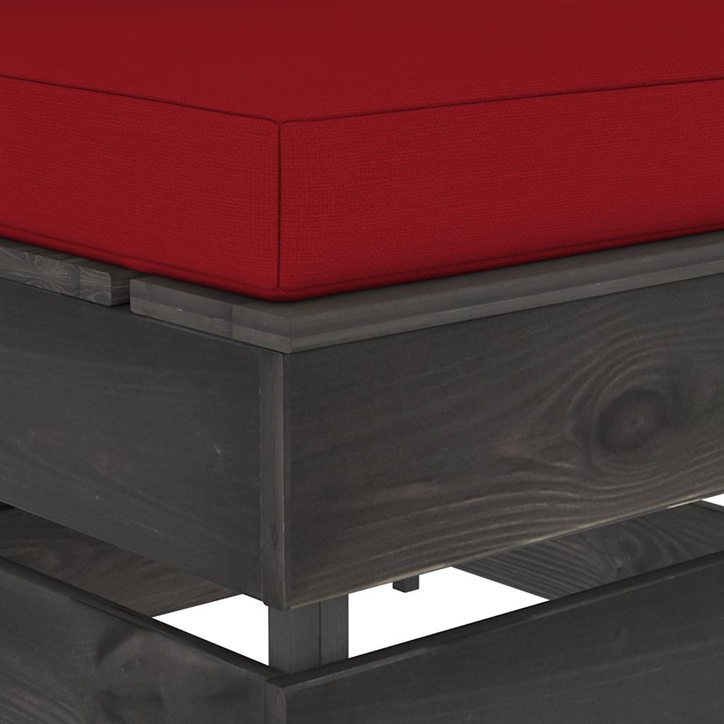 Modularna srednja sofa s jastucima od sivo impregniranog drva Crvena
