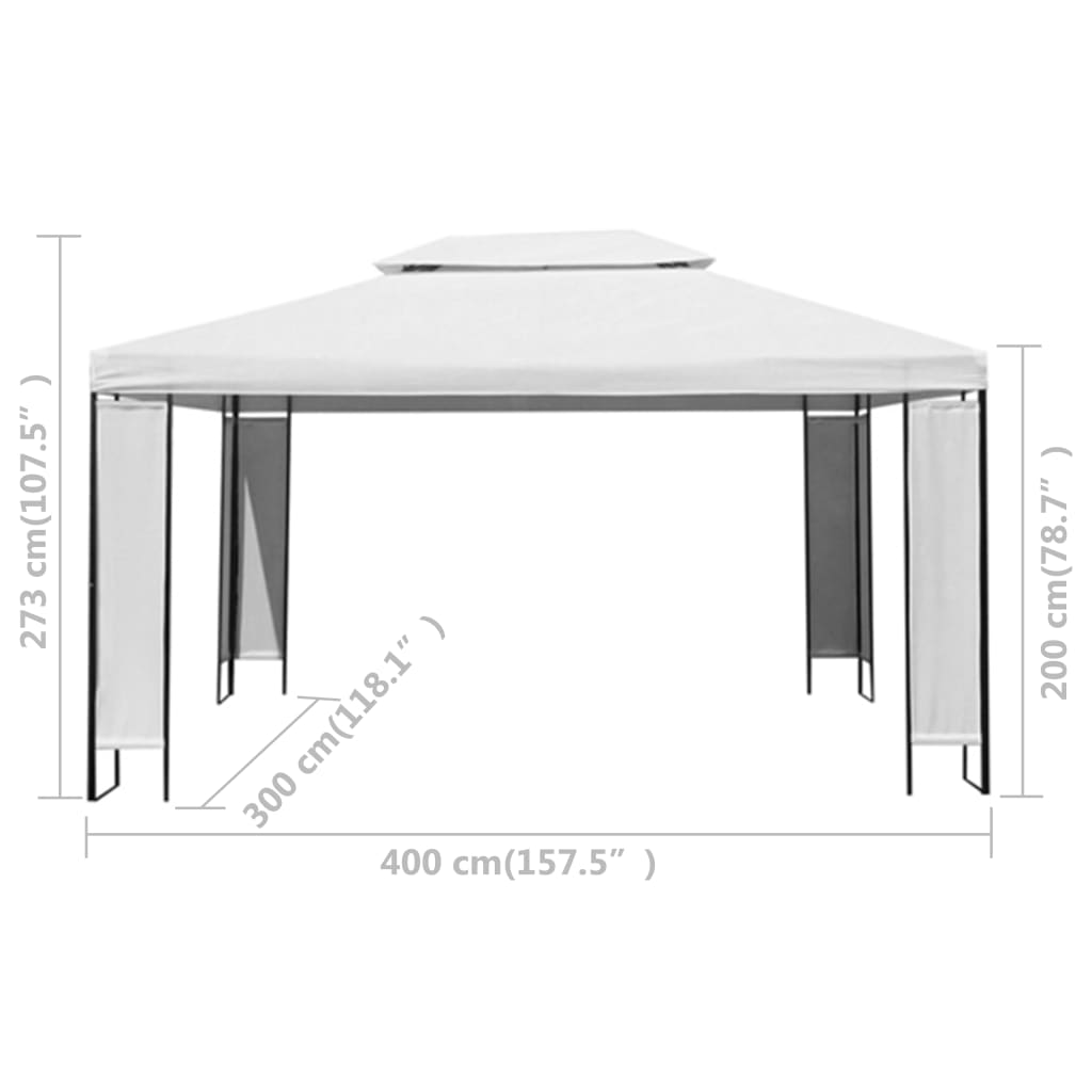 Sjenica s LED svjetlosnim trakama 3 x 4 m bijela