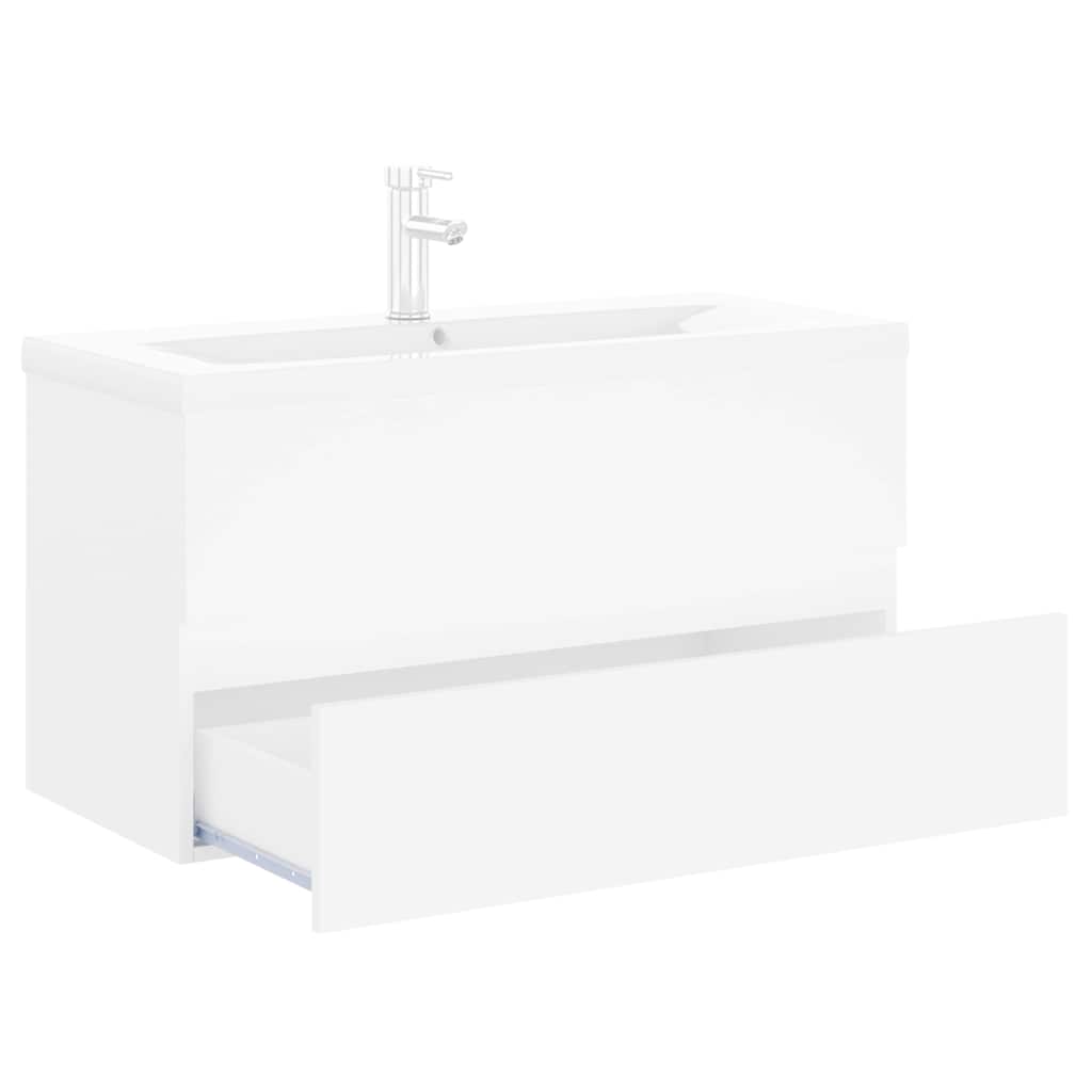 Ormarić s ugrađenim umivaonikom bijeli konstruirano drvo Bijela 90 x 38.5 x 45 cm