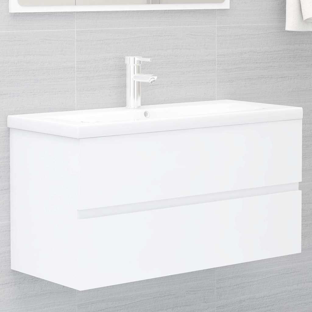 Ormarić s ugrađenim umivaonikom bijeli konstruirano drvo Bijela 90 x 38.5 x 45 cm