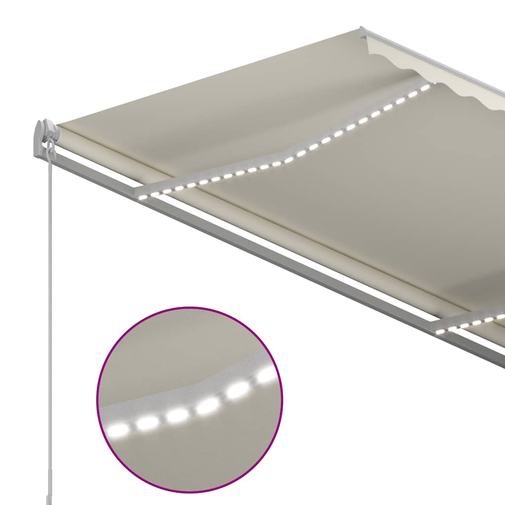 Tenda na ručno uvlačenje s LED svjetlima 300 x 250 cm krem