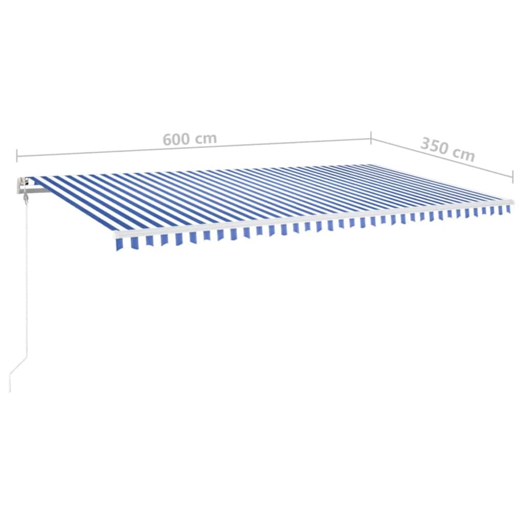 Automatska tenda sa senzorom LED 600x350 cm plavo-bijela