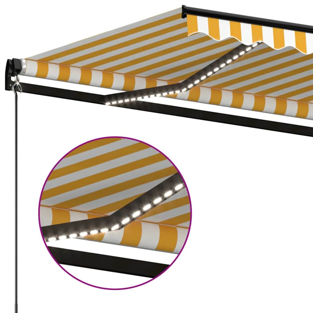 Tenda na ručno uvlačenje s LED svjetlima 450x300 cm žuto-bijela