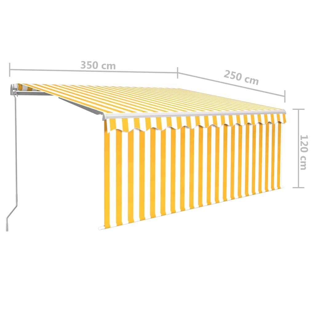 Tenda na ručno uvlačenje s roletom 3,5 x 2,5 m žuto-bijela