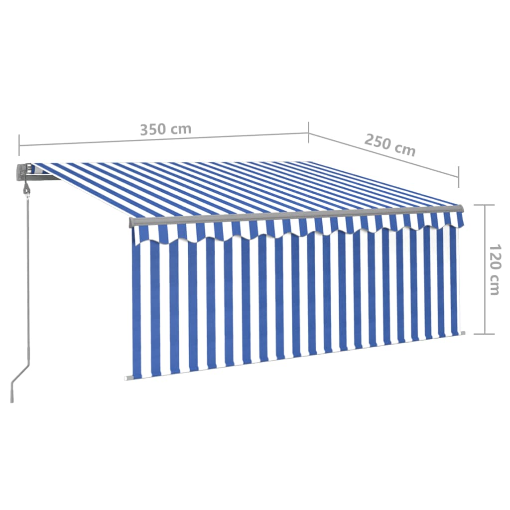 Automatska tenda s roletom i senzorom LED 3,5x2,5m plavo-bijela