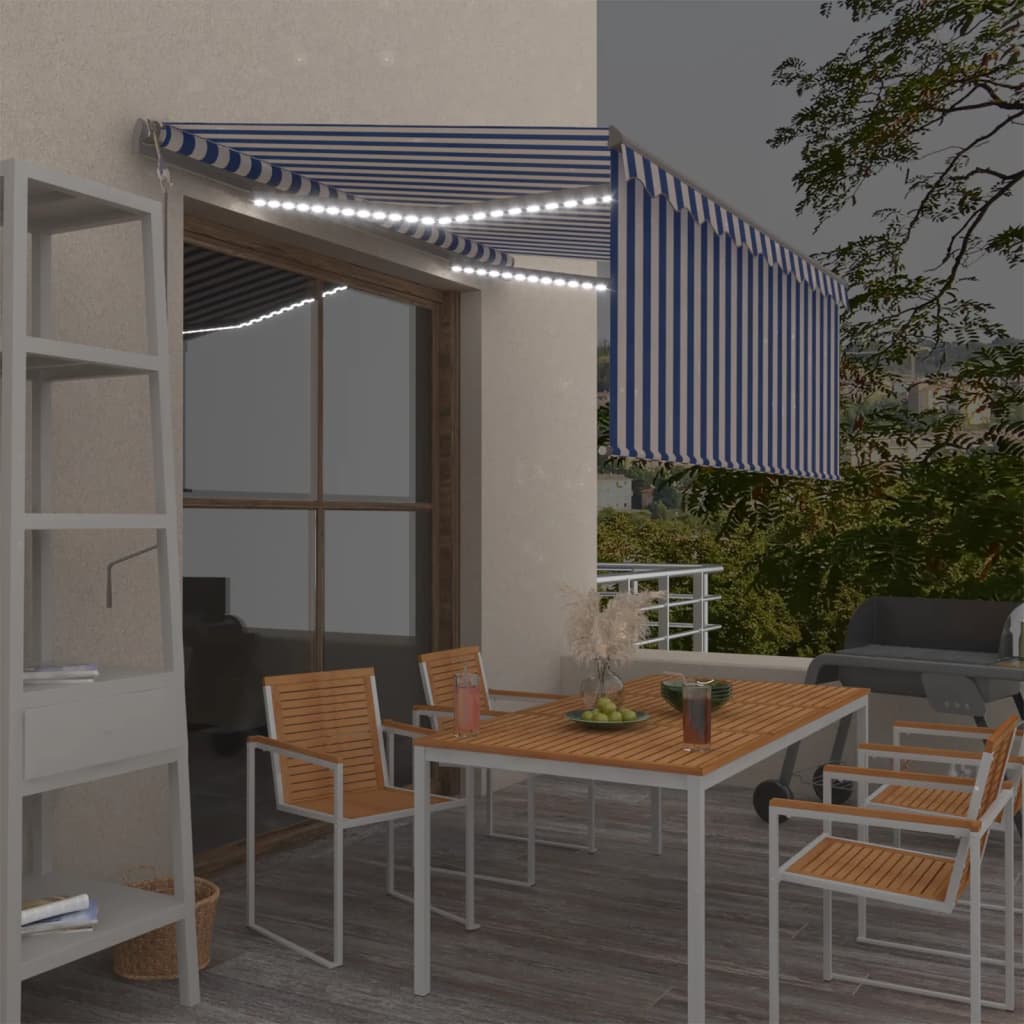Automatska tenda s roletom i senzorom LED 3,5x2,5m plavo-bijela
