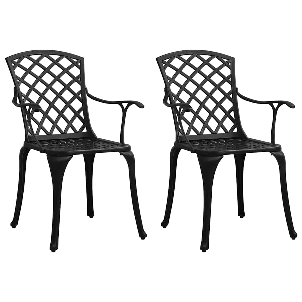 3-dijelni bistro set od lijevanog aluminija crni Crna