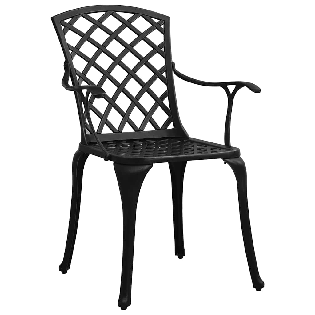 3-dijelni bistro set od lijevanog aluminija crni Crna